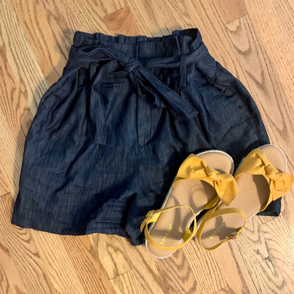 Chambray Paper Bag Shorts